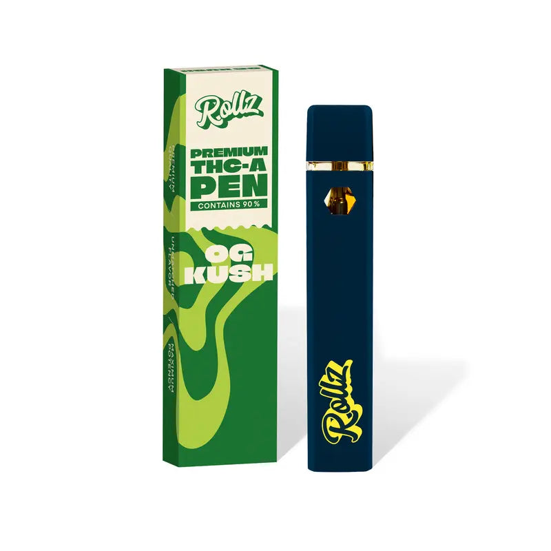 ROLLZ THCA vape box – OG Kush, ~800 puffs; own production.