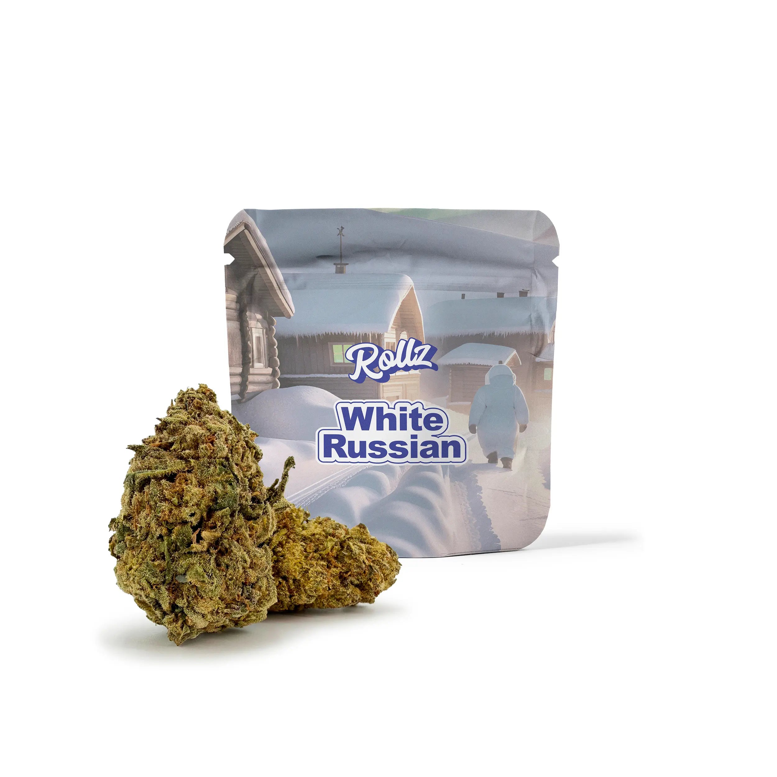 White Russian THCA indoor dried cannabis flower Glookies by Rollz – own cultivation and production.