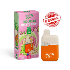 ROLLZ Gelato Drip THCA 90% vape pen 1ML with pink packaging and New Arrival badge