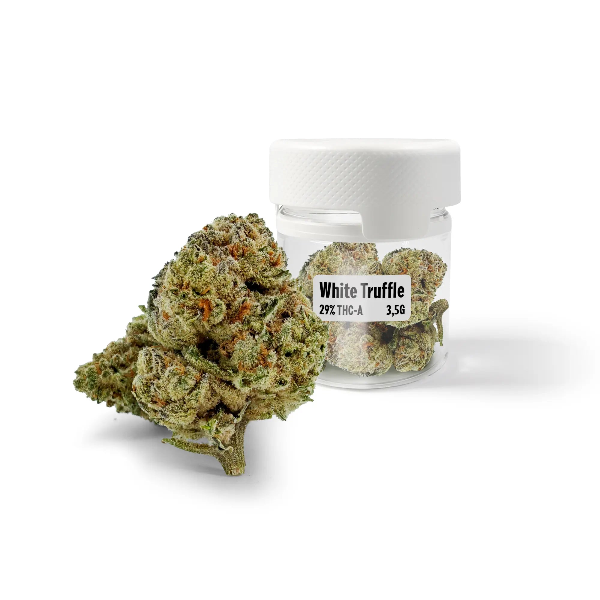 ROLLZ White Truffle THCA flower 29% THC-A in 3.5g jar with premium bud